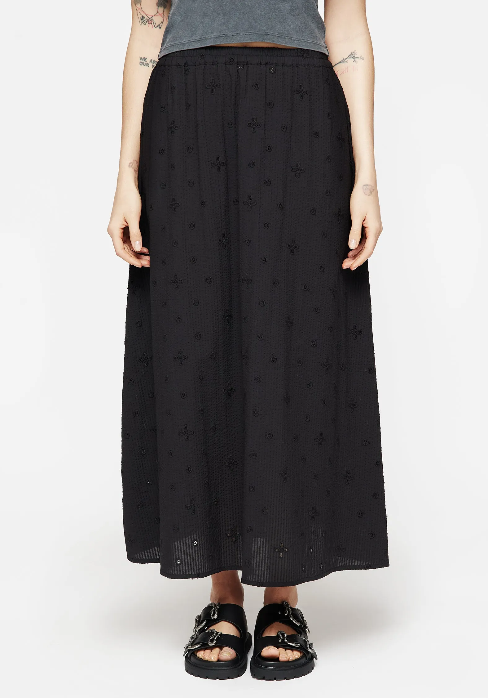 Crux Broderie Midaxi Skirt Light Comfort light texture