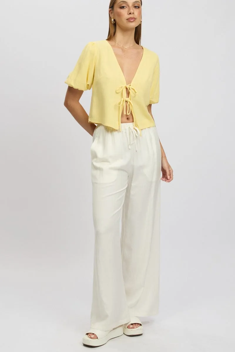 White Wide Leg Pants Elasticated Waist Fresh Fit Active Wear