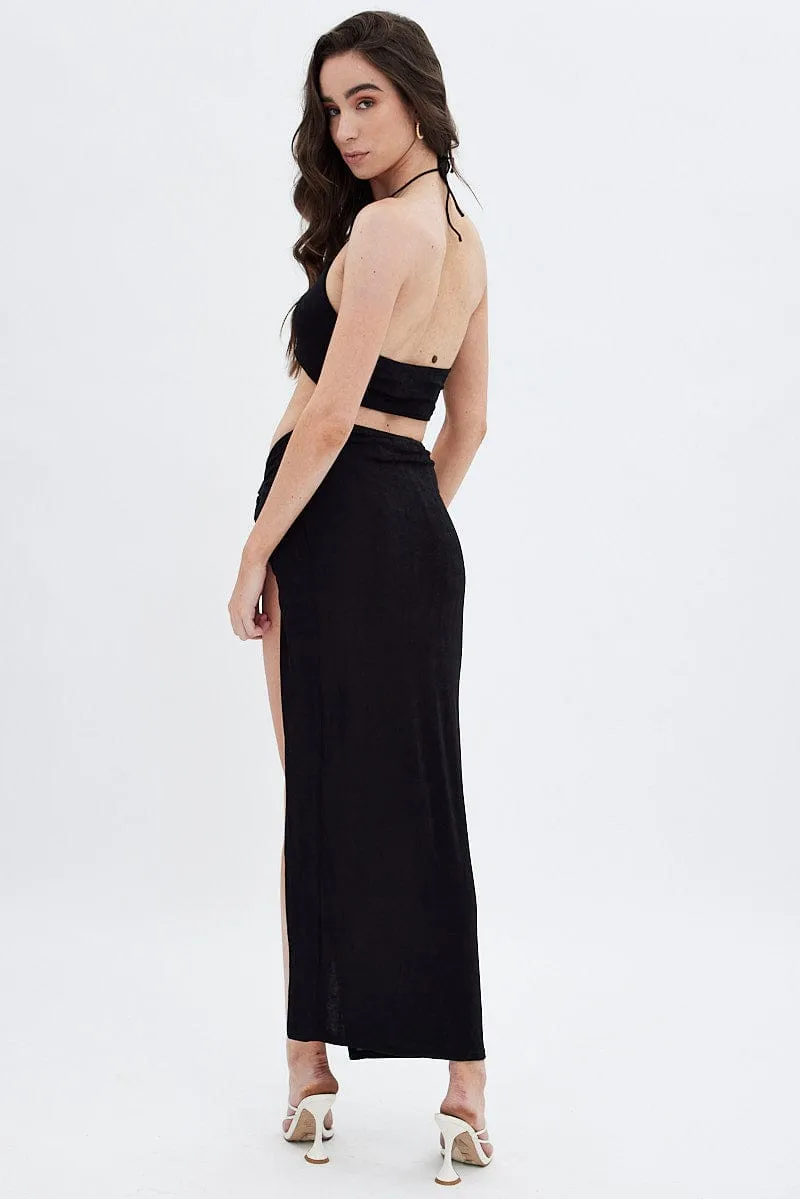 Black Twist Maxi Skirt Subtle Mood