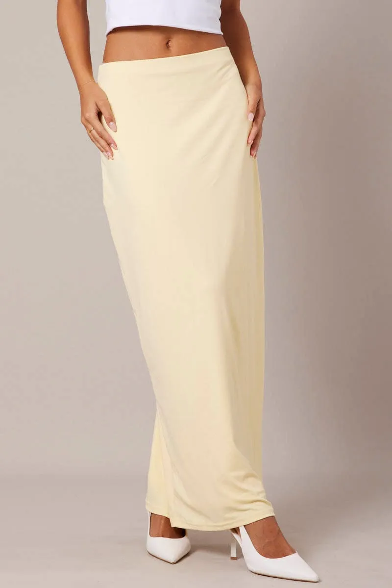 Breezy Style Modern Details Yellow Supersoft Slim Fit Maxi Skirt