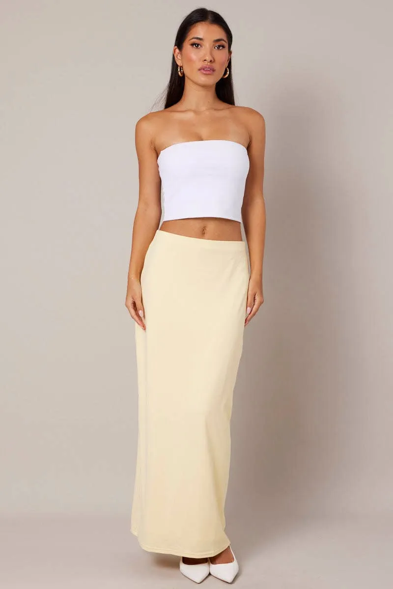 Subtle Look Yellow Supersoft Slim Fit Maxi Skirt