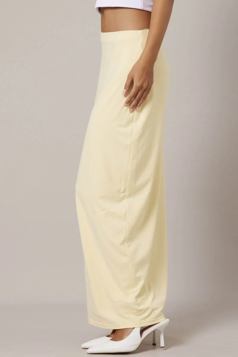 Yellow Supersoft Slim Fit Maxi Skirt Cruise Attire Urban Fashion