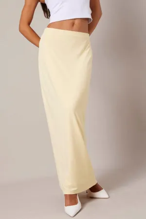 Yellow Supersoft Slim Fit Maxi Skirt Water resistant coating Soft Tones