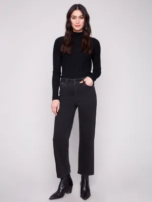 Straight Leg Jeans With Side Studs - Charcoal Always Fits
