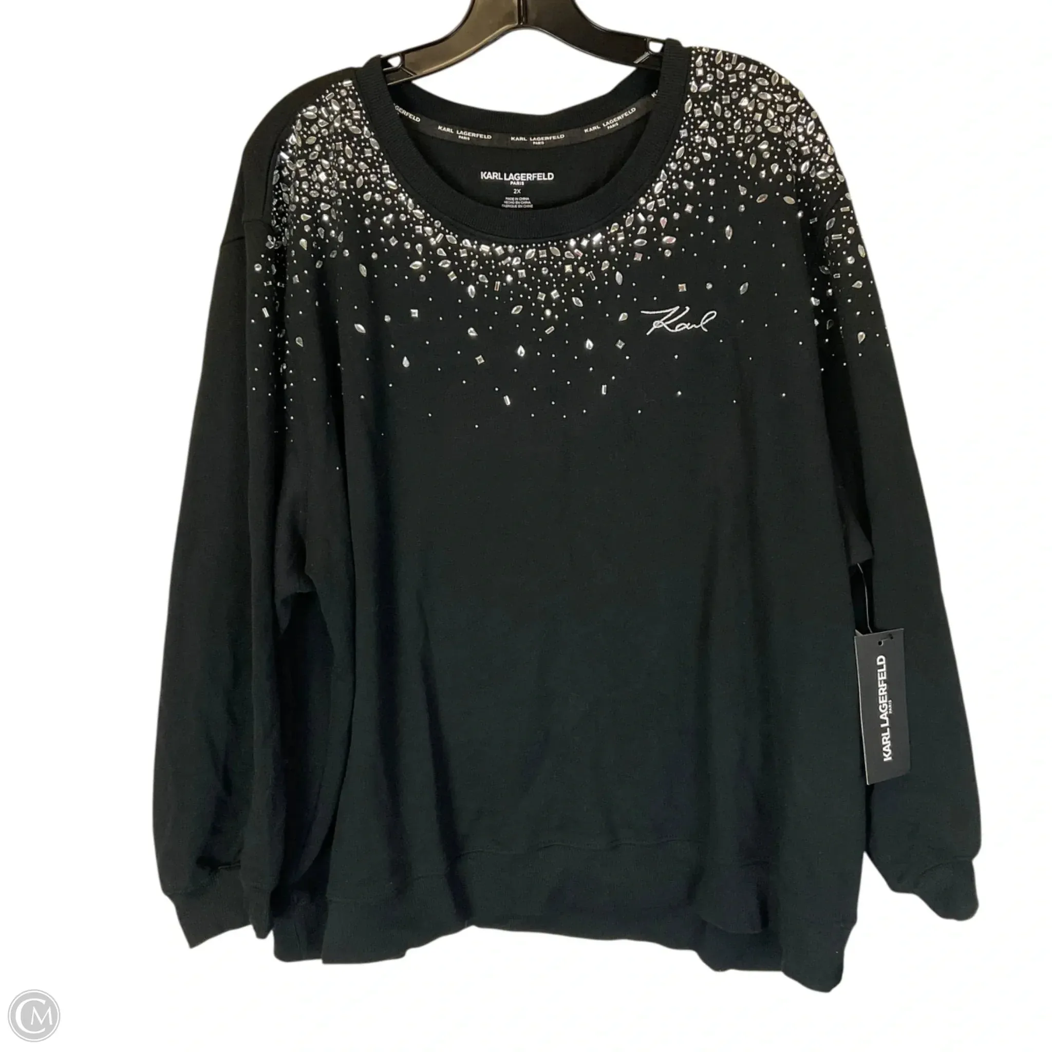 Island Vibe Sweatshirt Designer By Karl Lagerfeld In Black, Size: 2x