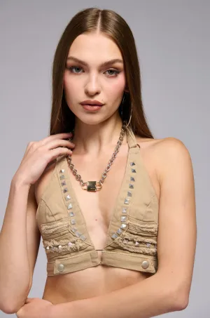 Multi - functional ROCKSTAR MAMI STUDDED BRA TOP