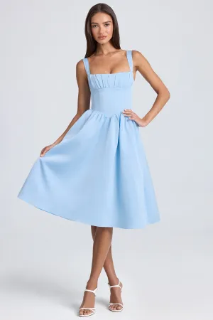 Draped Corset Midaxi Dress in Powder Blue Strong Soul