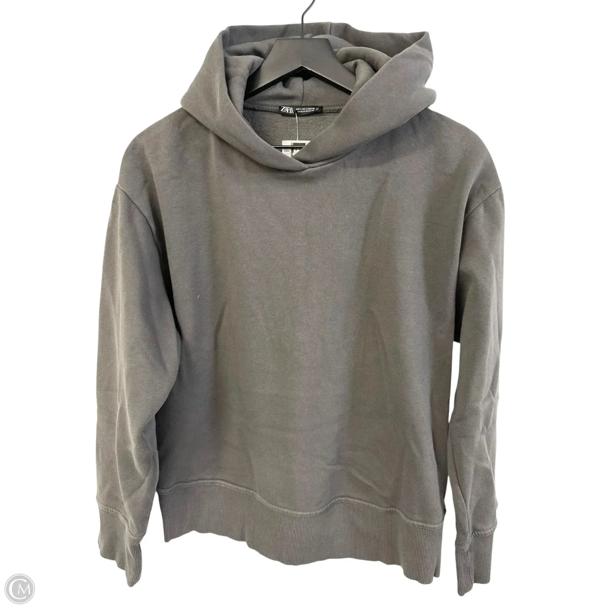 wrinkle free Road Look Sweatshirt Hoodie By Zara In Grey, Size: S