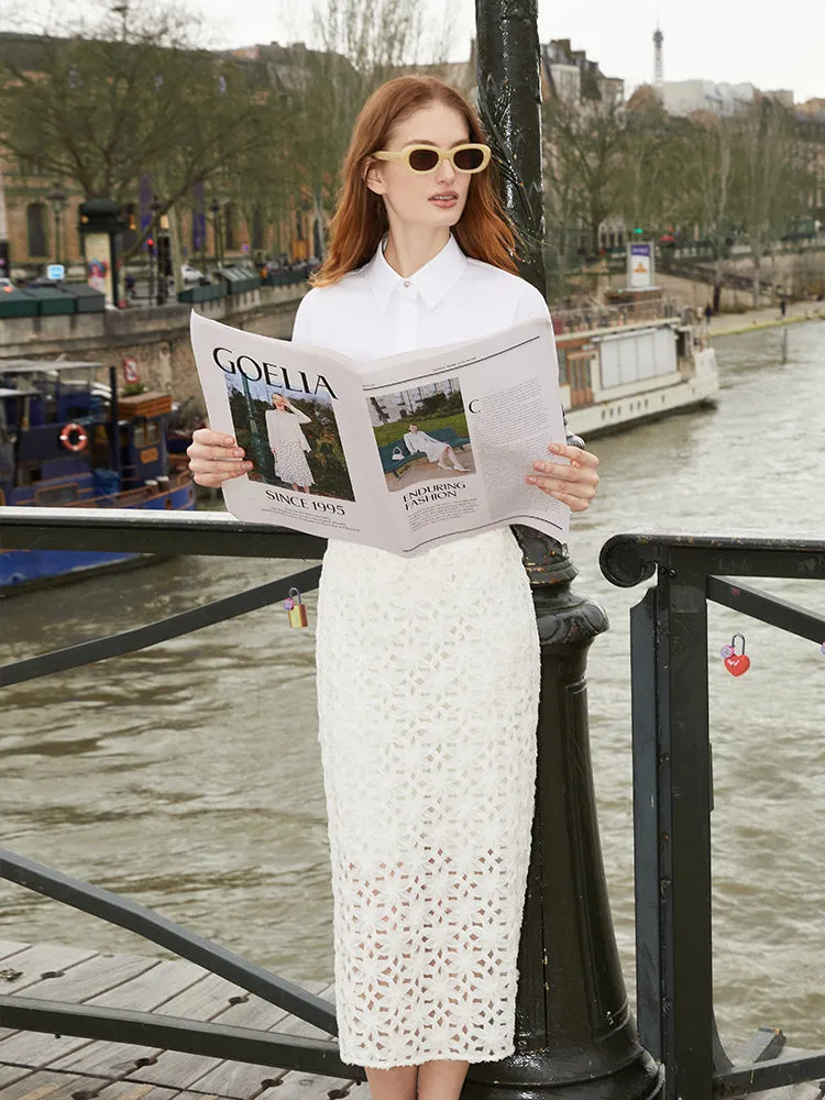 Performance Fashion Glossy Texture Openwork Slit Women Skirt