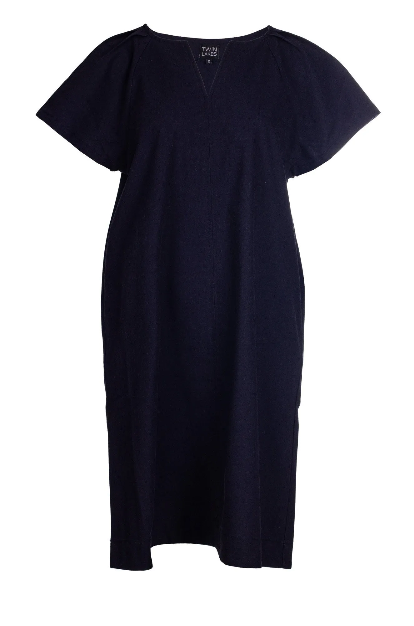 Cotton Linen Blend Dress | NAVY | 6778A1 AntiPillingTechnology