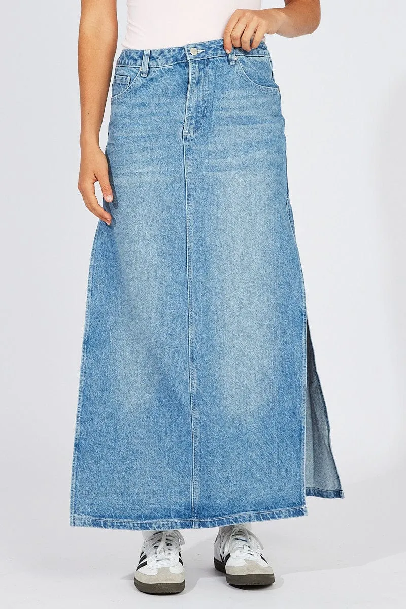 Blue Skirt Maxi High Rise Shape Enhancing Travel Style