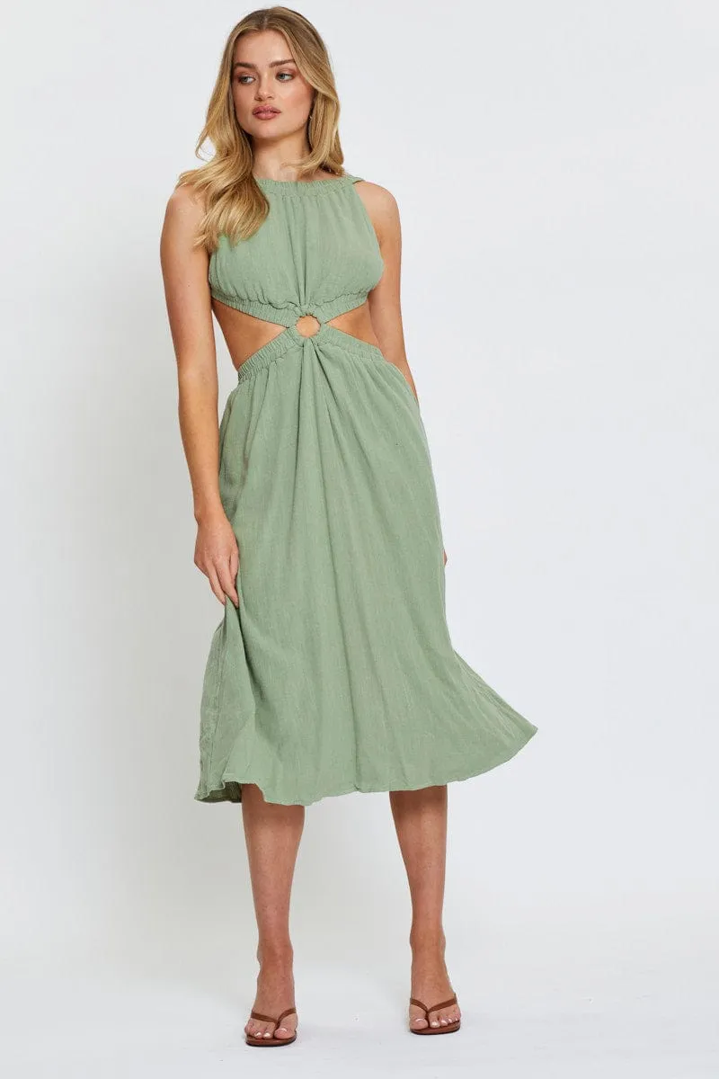 Green Midi Dress Sleeveless Harbor Light Work Attire