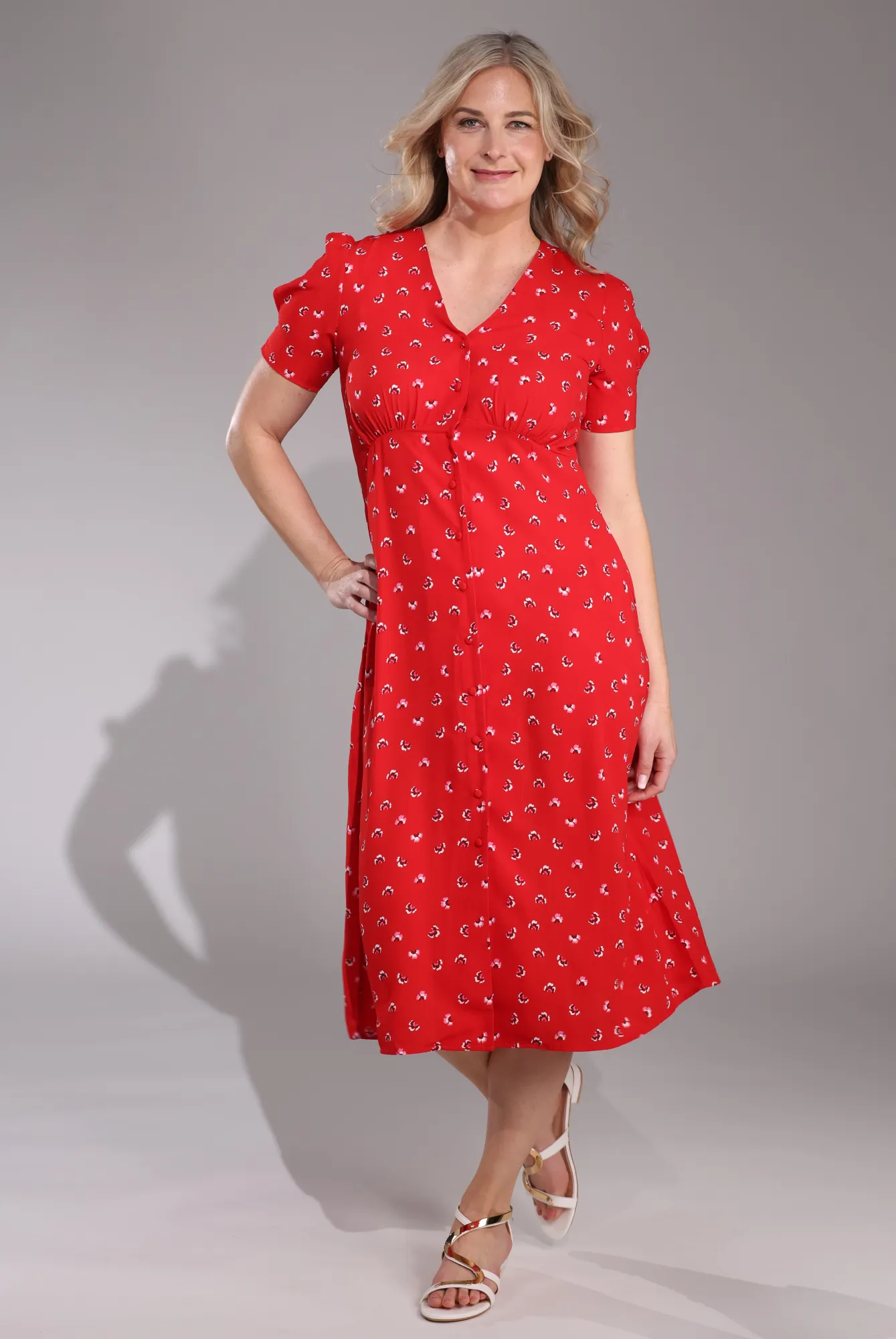 Professional Style V Neck Midi Dress | RED PETAL | 4571C1