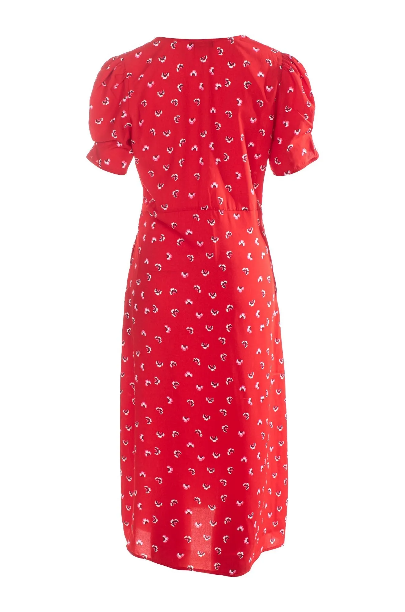 Hidden pockets V Neck Midi Dress | RED PETAL | 4571C1