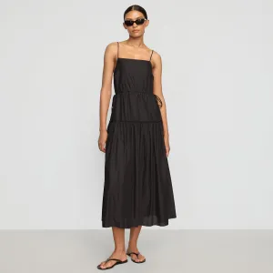 Fashion Design Dalia Tie-Waist Tiered Organic Cotton Dress