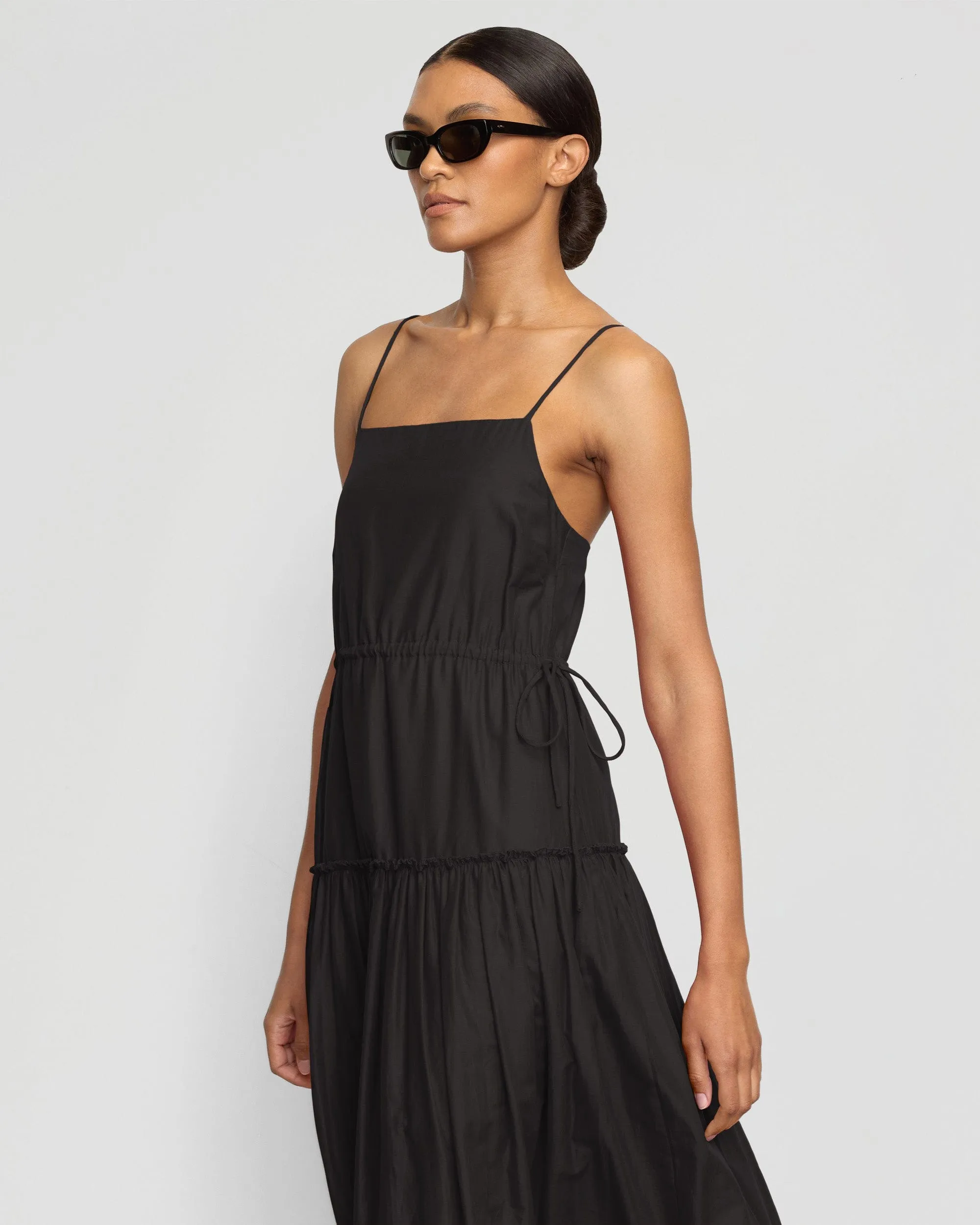 Dalia Tie-Waist Tiered Organic Cotton Dress Active Wear