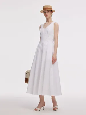 Move Fast SoftenedEdges Gathered Waist Women Maxi Tank Dress