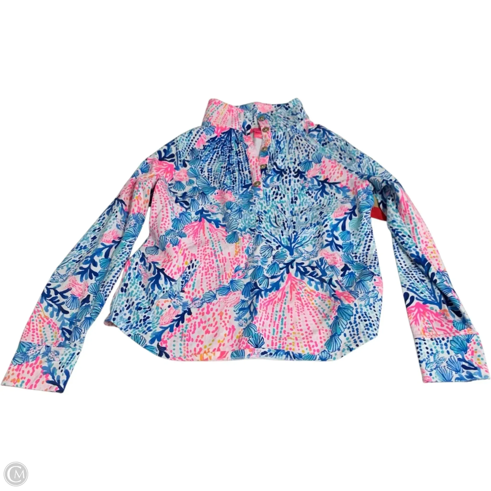 Sweatshirt Designer By Lilly Pulitzer In Blue & Pink, Size: M BiasCut Trims british retro