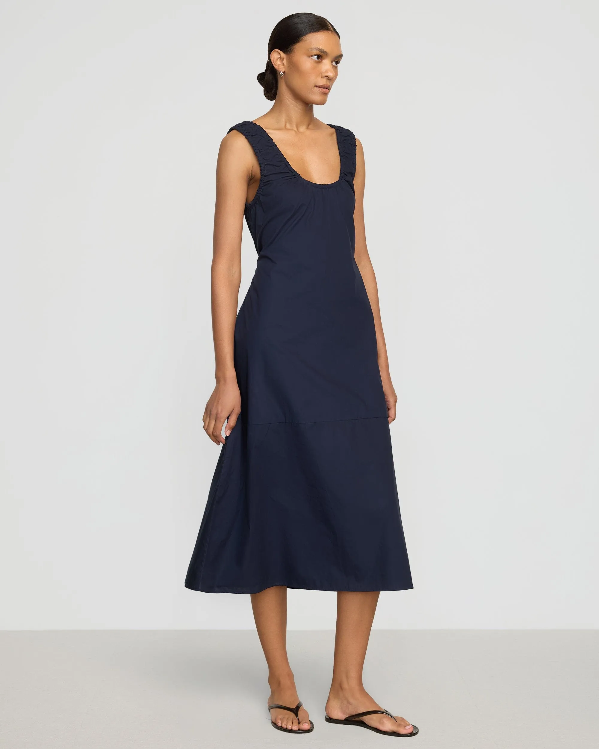 AdjustableCuffs Midori Organic Cotton U-Neck Dress