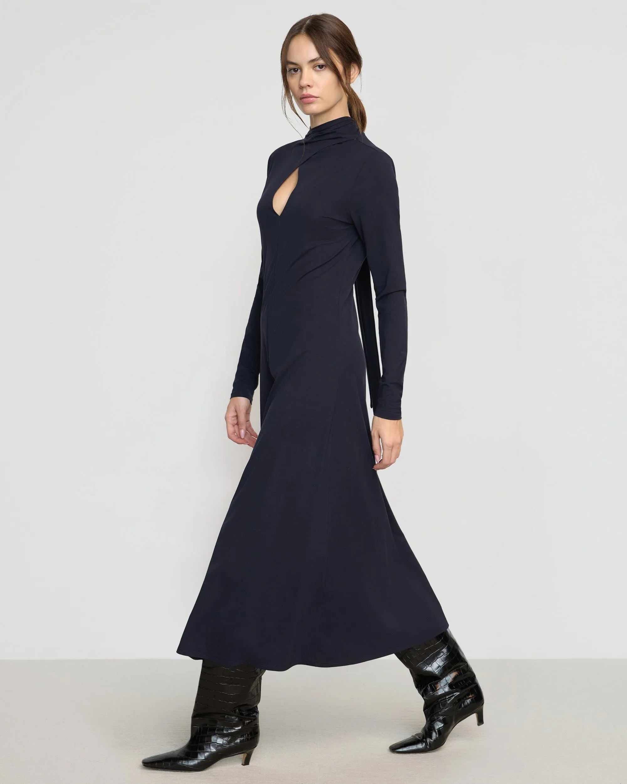 Seamless transition Fashionable Look Helena Scarf-Neck Jersey Dress