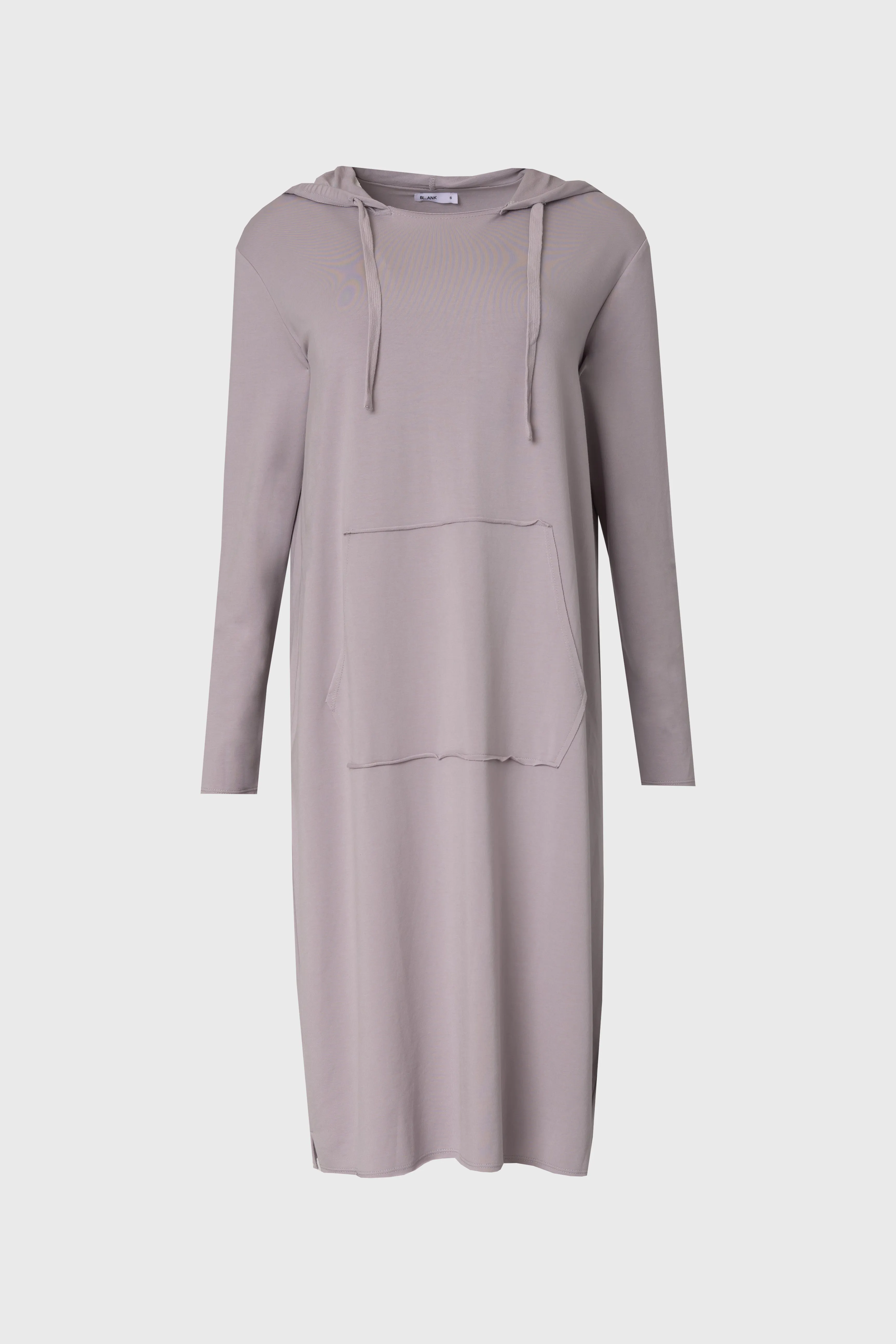 Light Wool Grey Drawstring Hoodie Dress