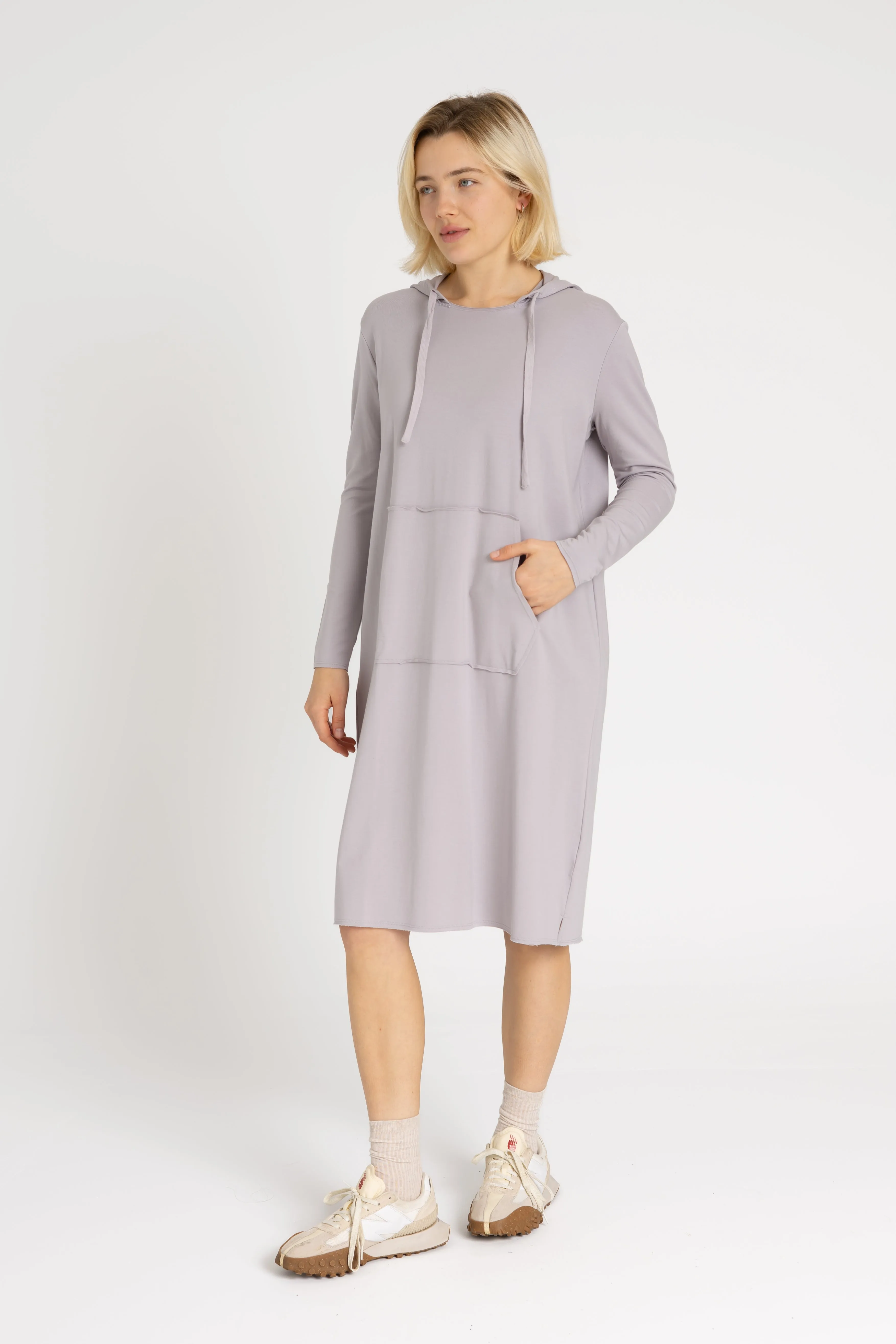 Grey Drawstring Hoodie Dress Luxury Core