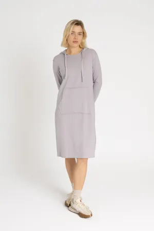 Cool Vest Grey Drawstring Hoodie Dress
