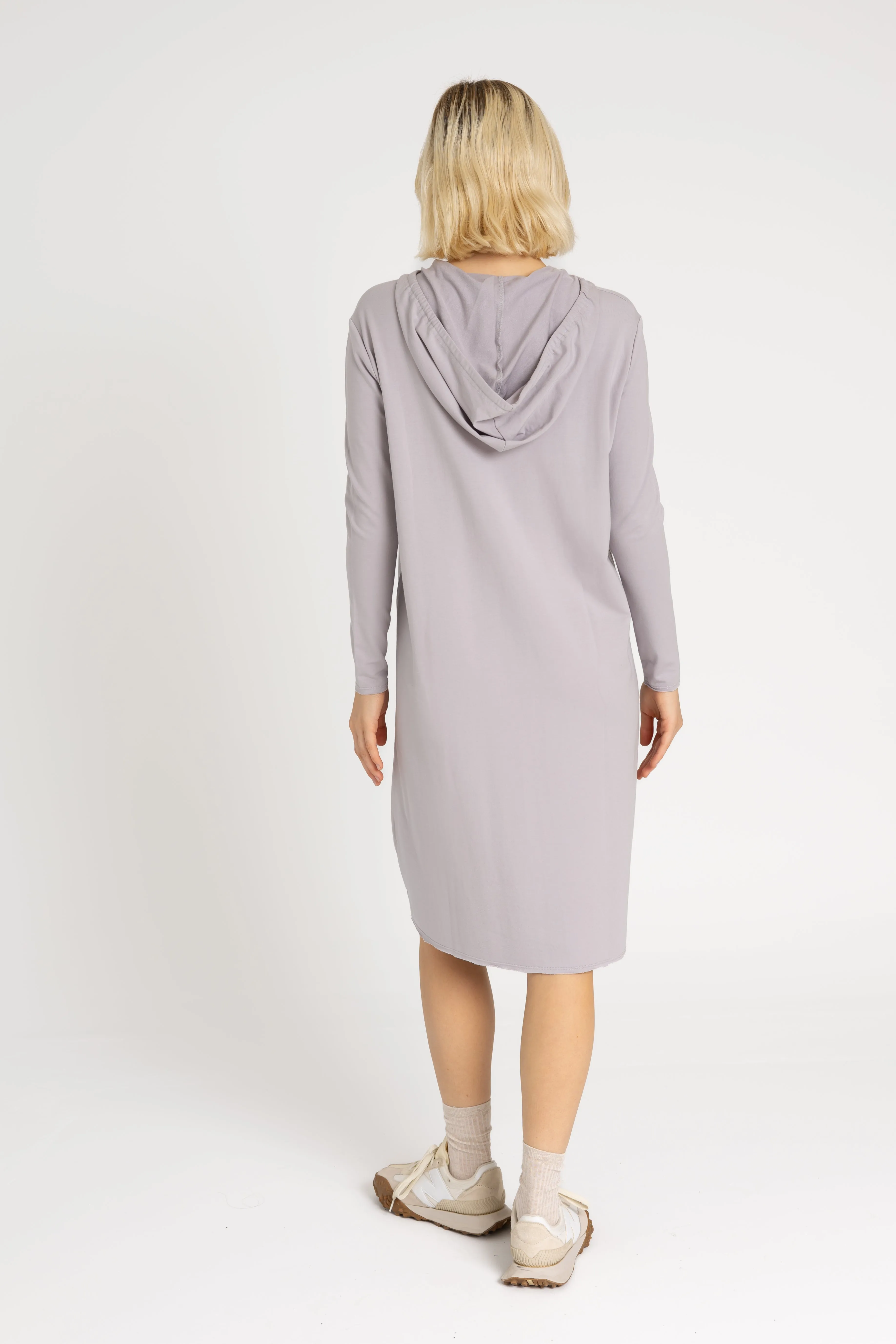 Joy Ease Country Core Grey Drawstring Hoodie Dress