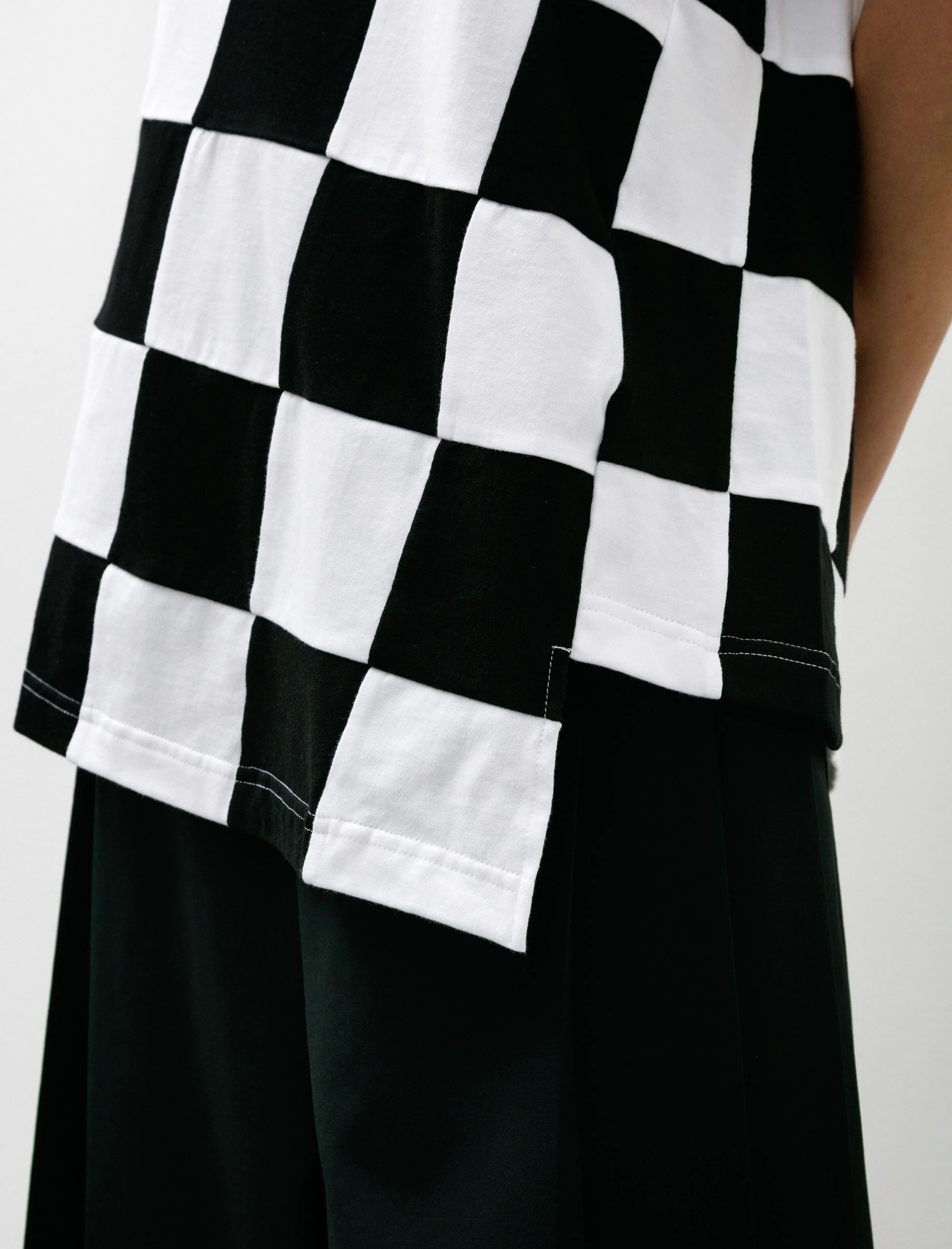 Wave Checked T-Shirt Black/White Nordic Light