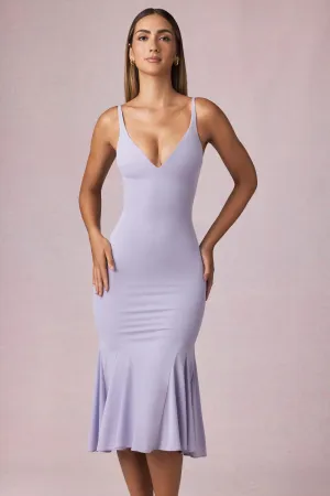 Fall Core V-Neck Godet Midaxi Dress in Lilac