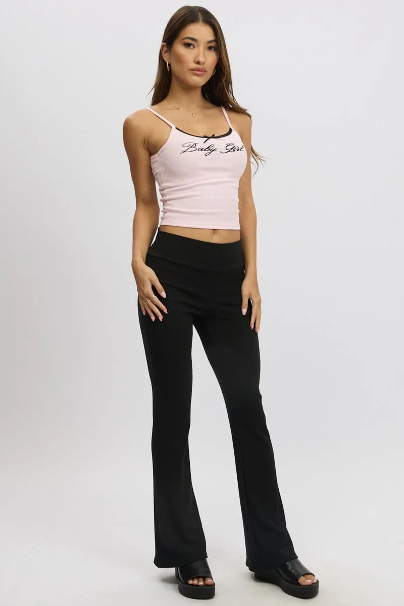 Black Fold Back Flare Leg Pants Static free Professional Wear