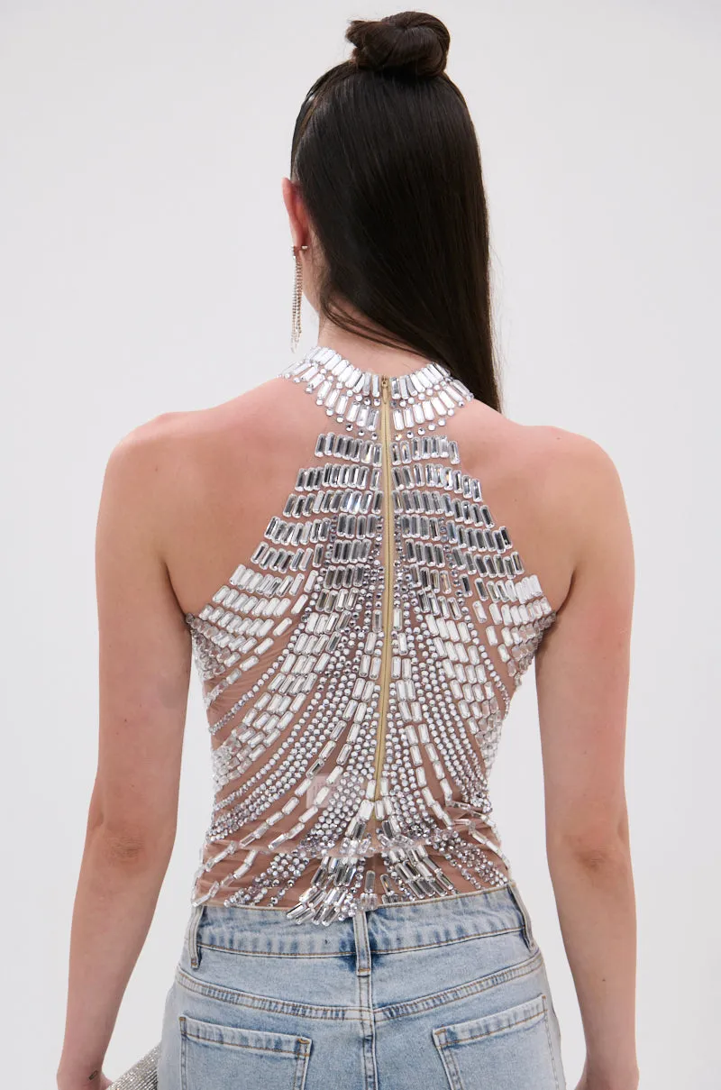 YOU KNOW THE DRILL RHINESTONE BLOUSE Strong - built small capacity