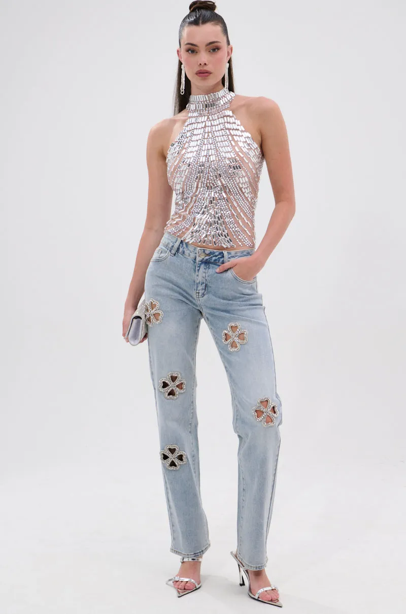 steel made YOU KNOW THE DRILL RHINESTONE BLOUSE