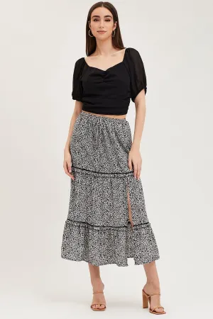 Ditsy Print Maxi Skirt High Rise Creative Fashion Subtle Finish