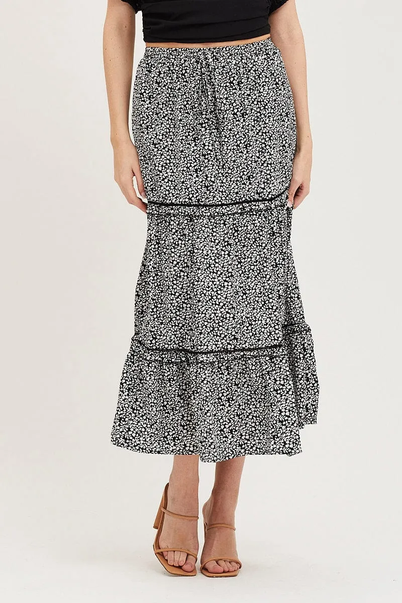 Ditsy Print Maxi Skirt High Rise Travel Style