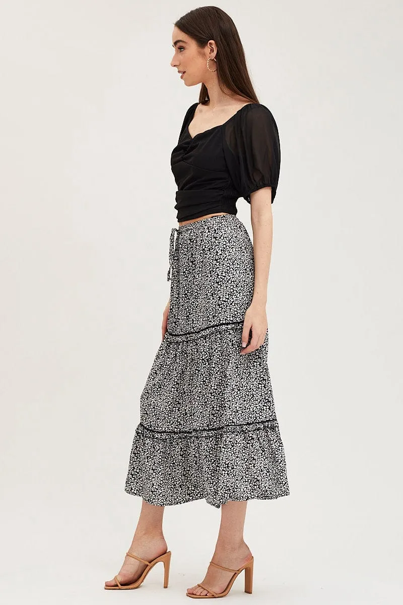 Street Ready Ditsy Print Maxi Skirt High Rise