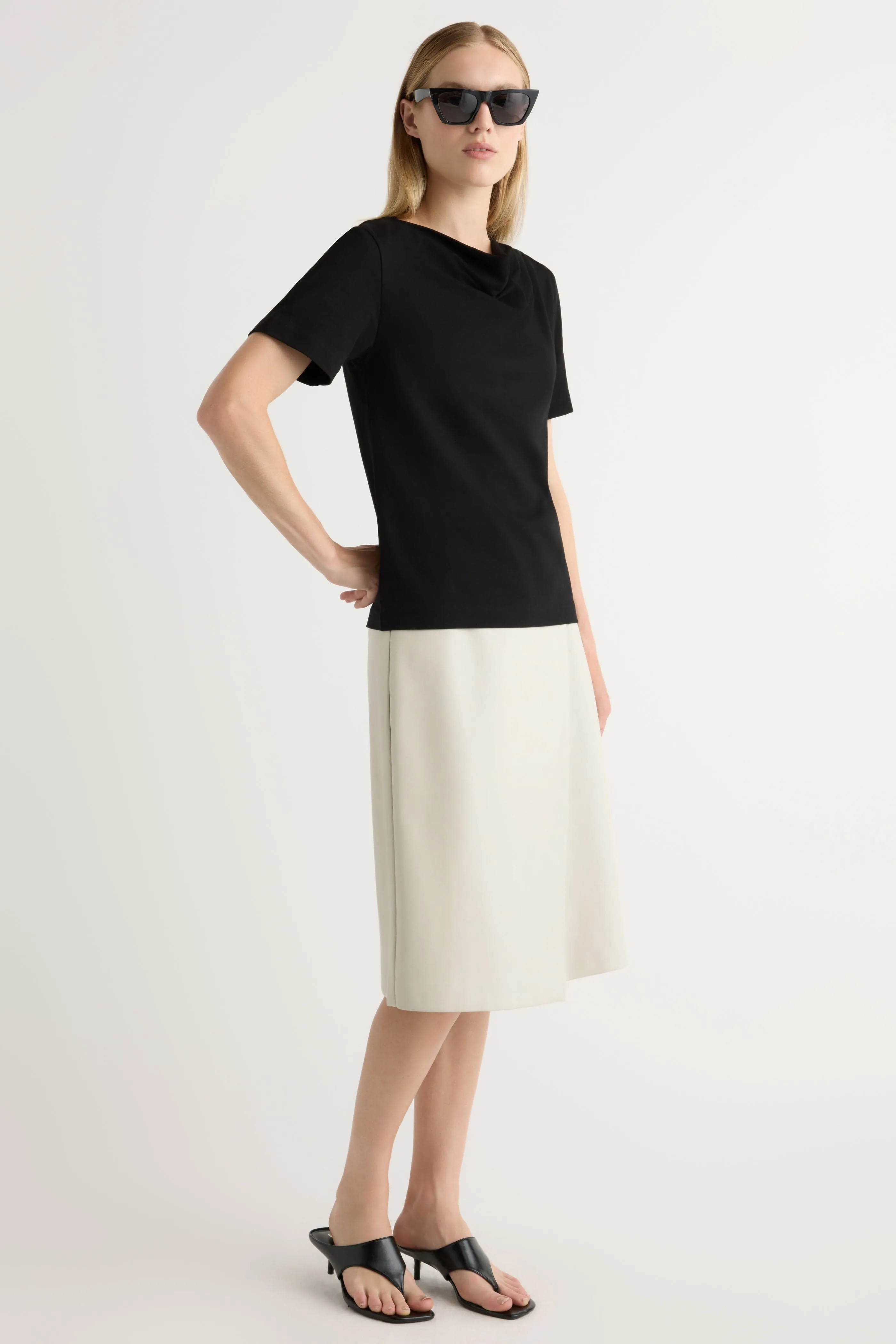 Stylish Layer Look Kendra Organic Cotton Cowl-Neck Tee