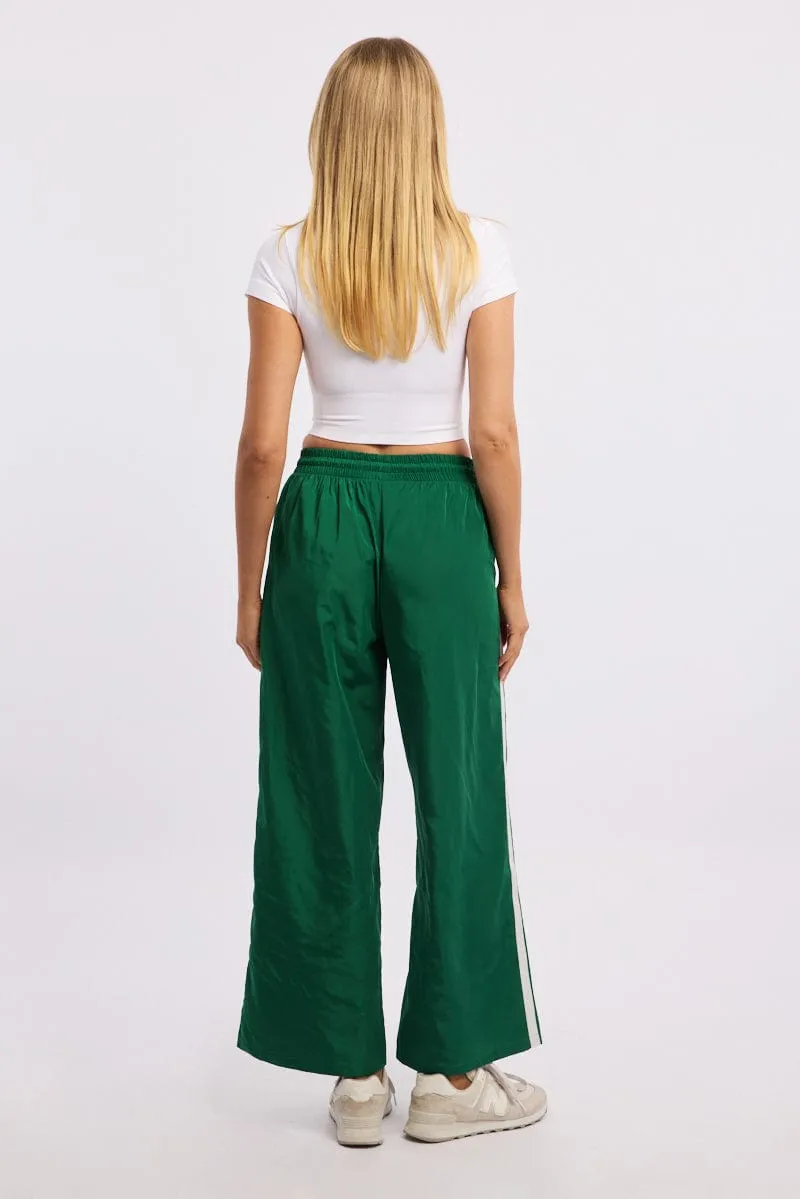 Core Flex Green Track Pants Side Stripe
