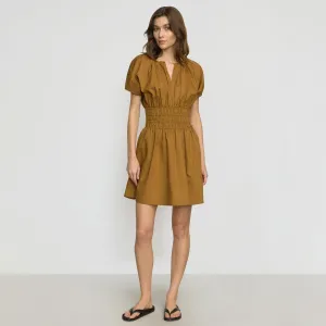 Kaci Cinched-Waist Organic Cotton Dress Party Guest FrictionReducing Lining