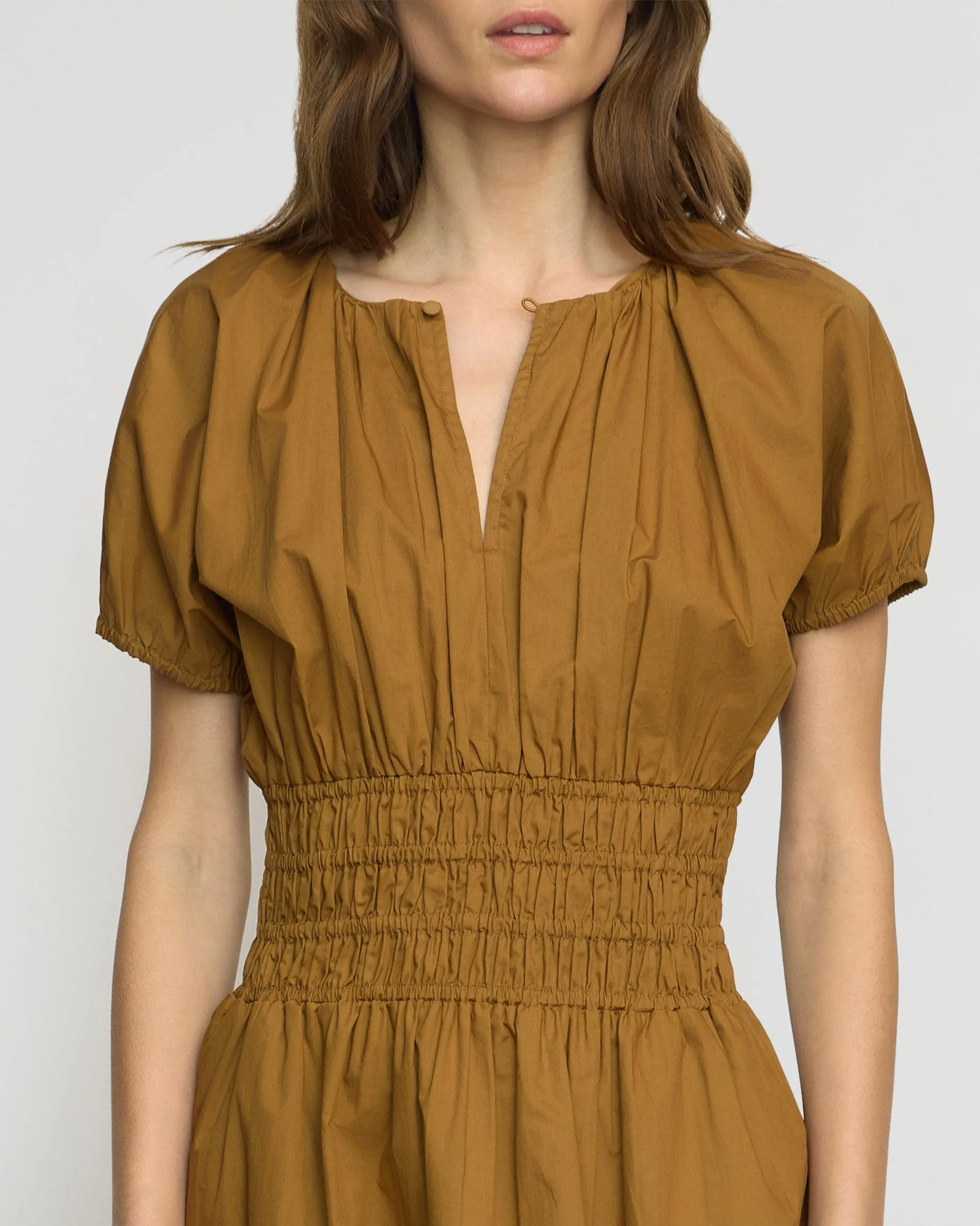 Kaci Cinched-Waist Organic Cotton Dress Gloss Fit Professional Style