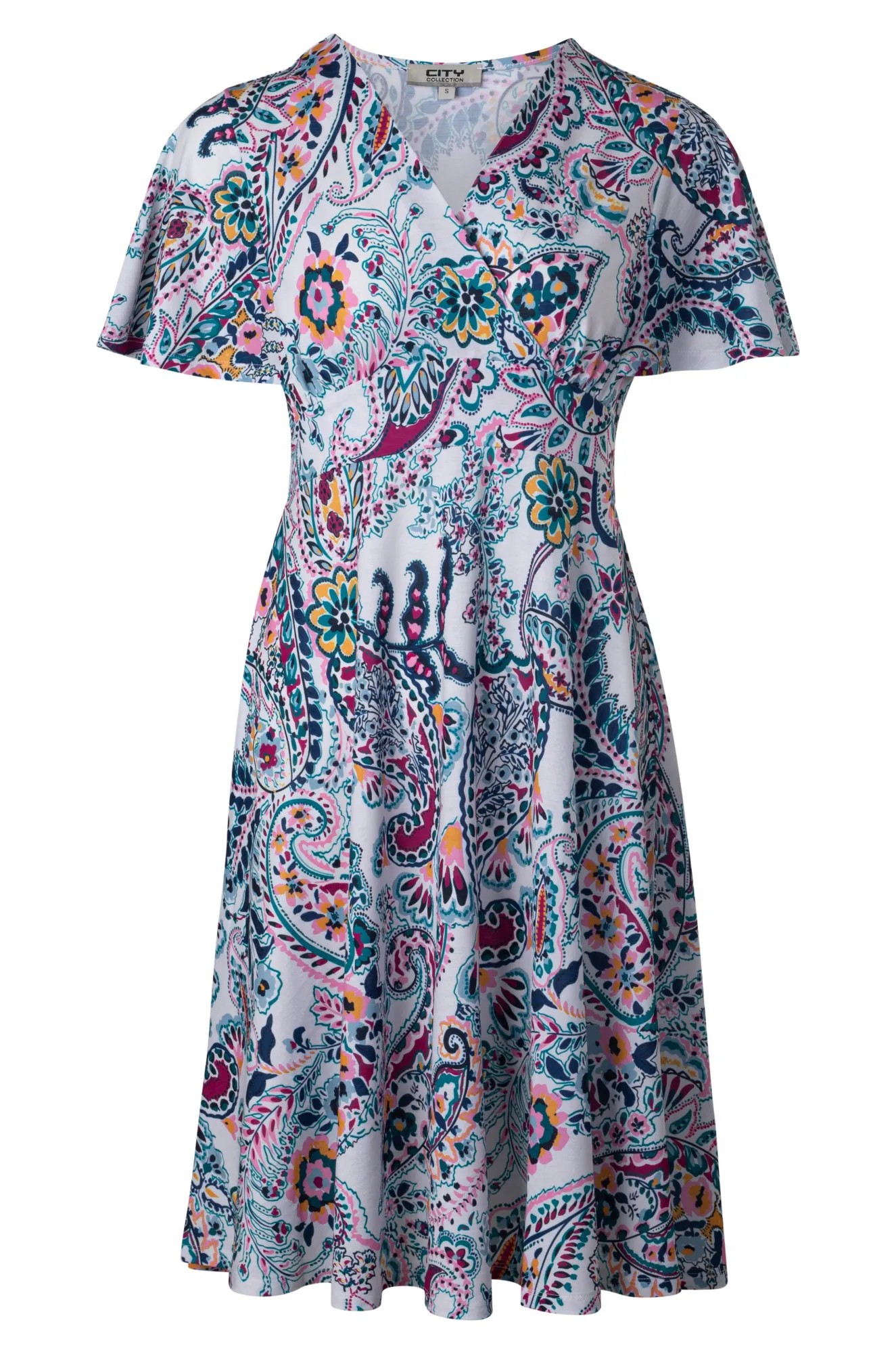 V neck crossover Dress | PINK PAISLEY | 7433A1 Style Mood Kid Play