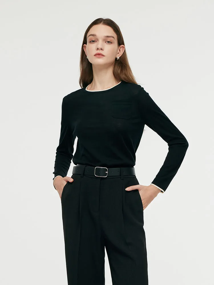 spring fashion Pure Wool Women Long Sleeve Top