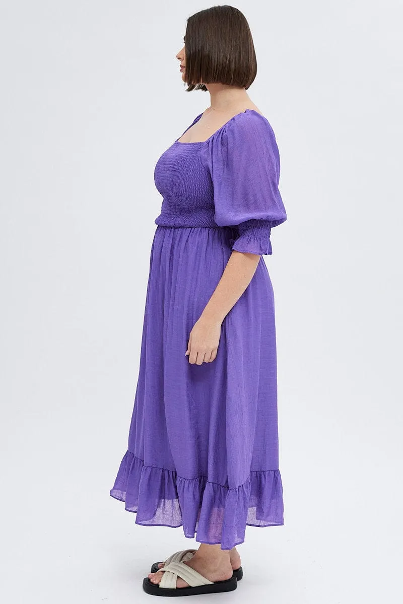 tie dye Weekend Escape Purple Maxi Dress Half Sleeve Shirred