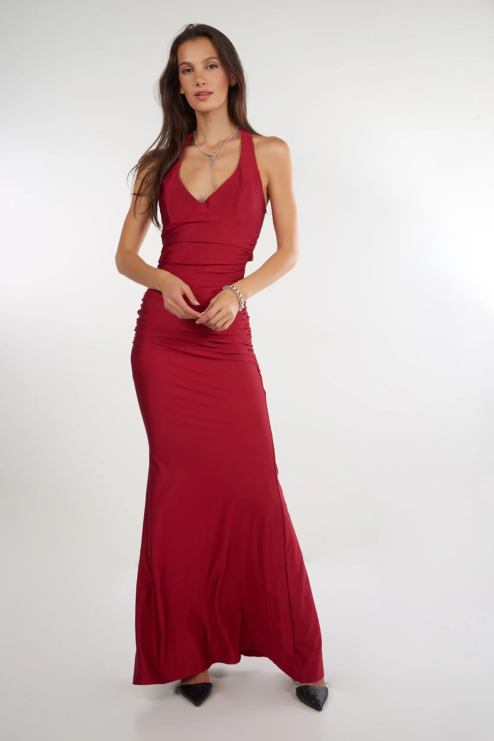 Robe maxi ?? dos ouvert lac?? - CD4208A - (E-A15) Perfect for a day out or a night on the town this dress offers endless styling possibilities Evening Chic