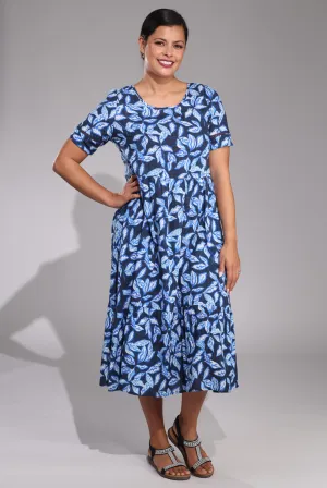 Dress | Navy Leaves | 6532C1 Versatile Scarf