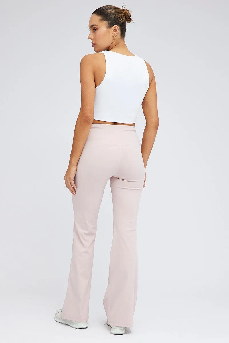 Beige Flare Leg Pants Legging Modern Fit