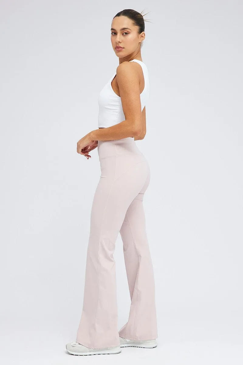 Wide-leg cut Beige Flare Leg Pants Legging