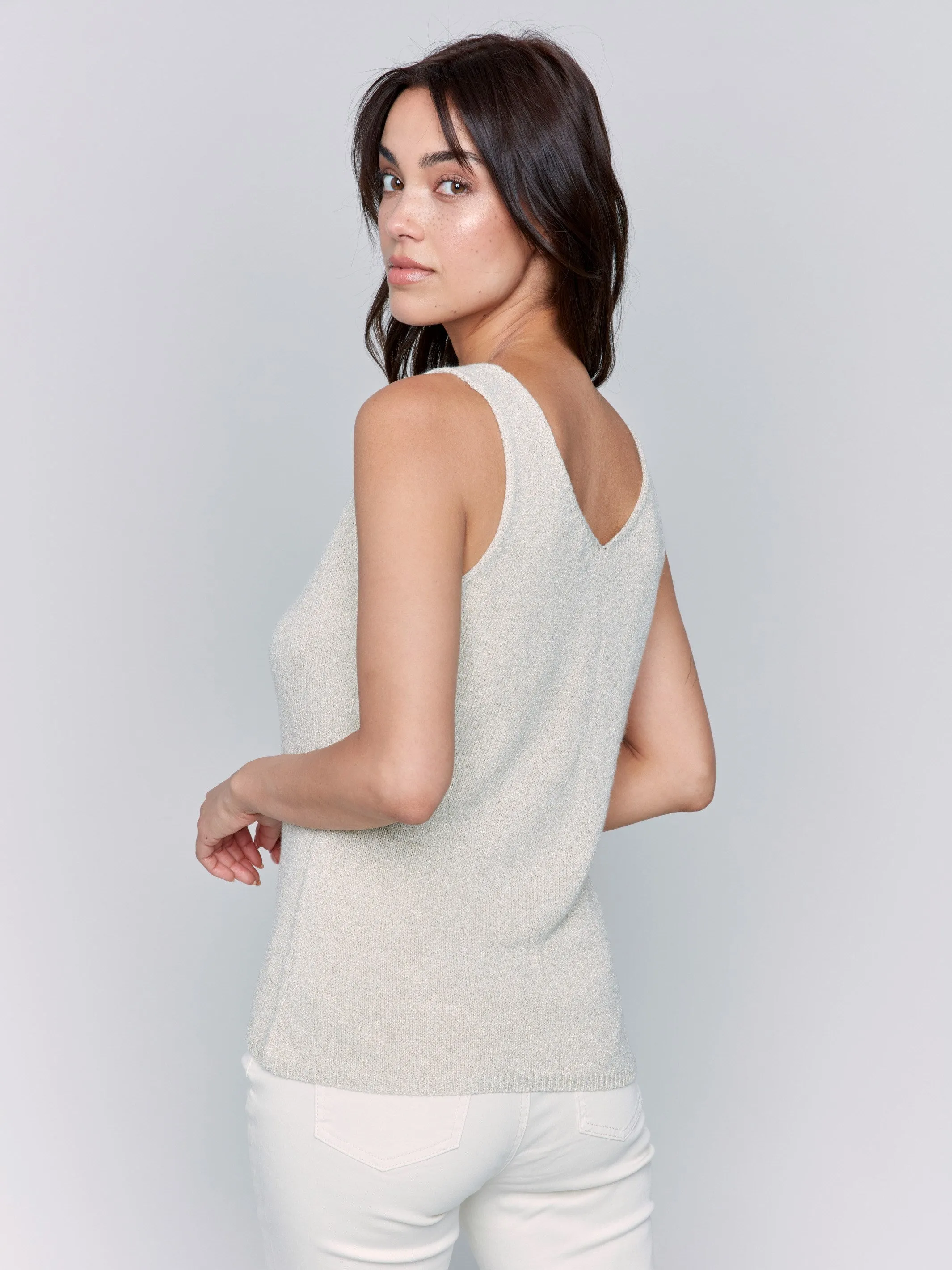 Metallic Lurex Knit Cami - Gold Seamless Stitching