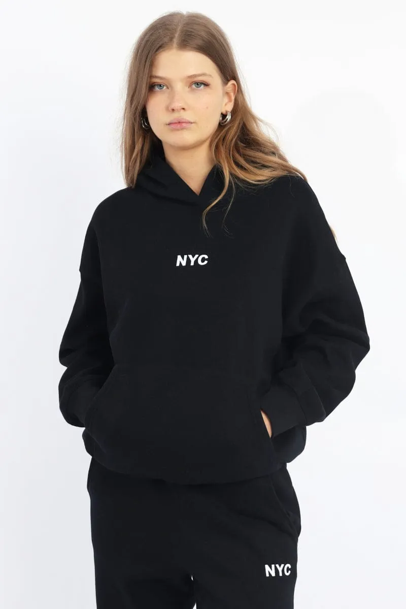 Chilly Day Wear Black Hoodie Sweater Long Sleeve