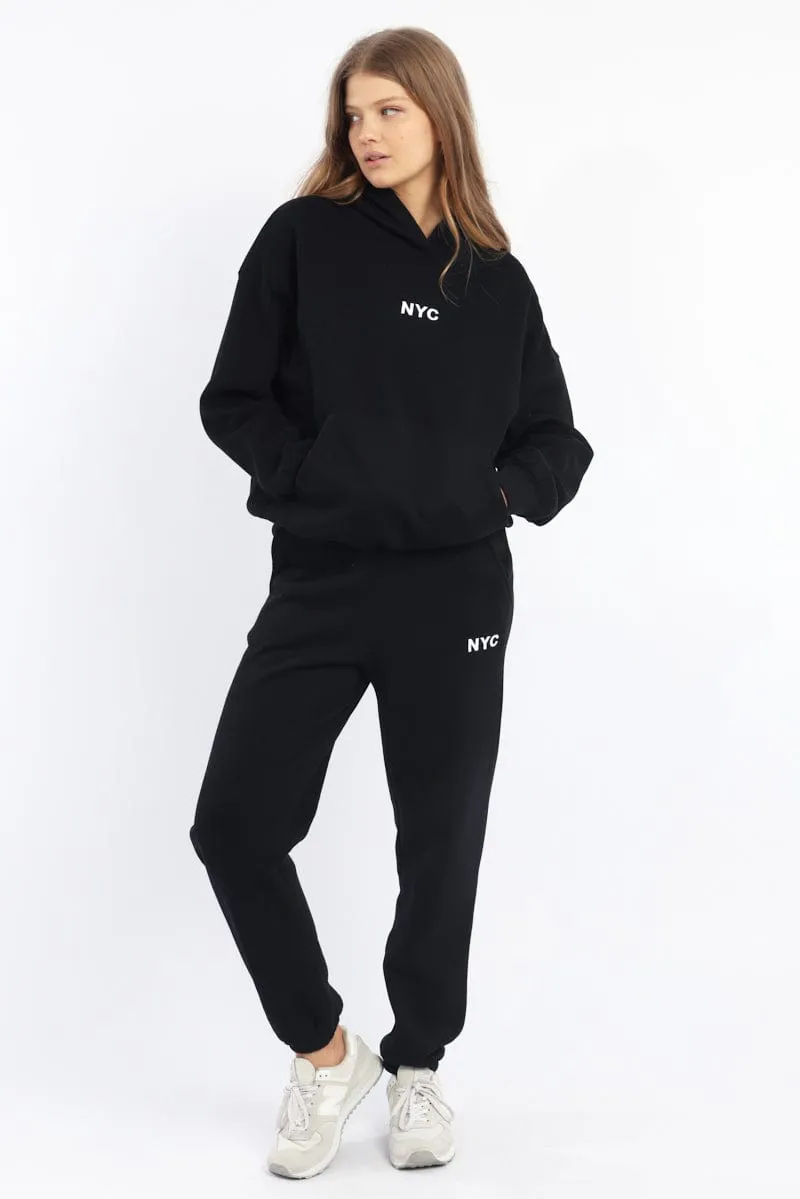 Black Hoodie Sweater Long Sleeve Concert Look Soft Comfort